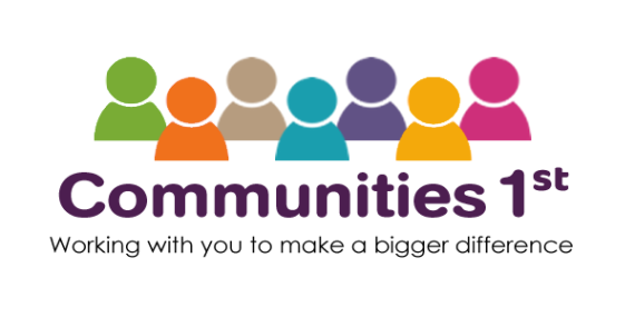 Communities 1st logo. Working with you to make a bigger difference.