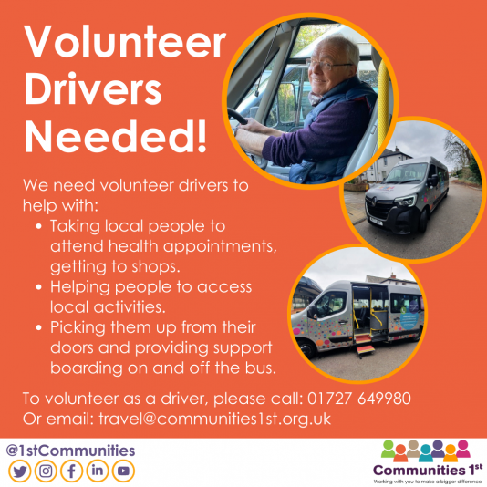 Volunteer Drivers Needed poster
