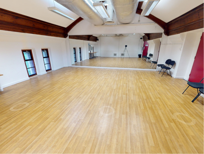 Dance studio with large mirror
