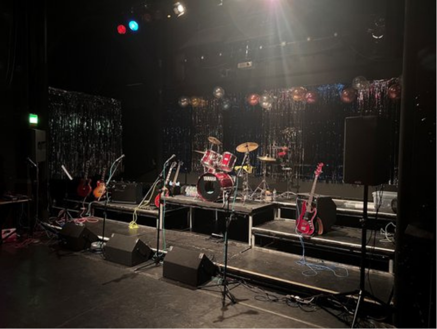 Theatre stage with musical equipment