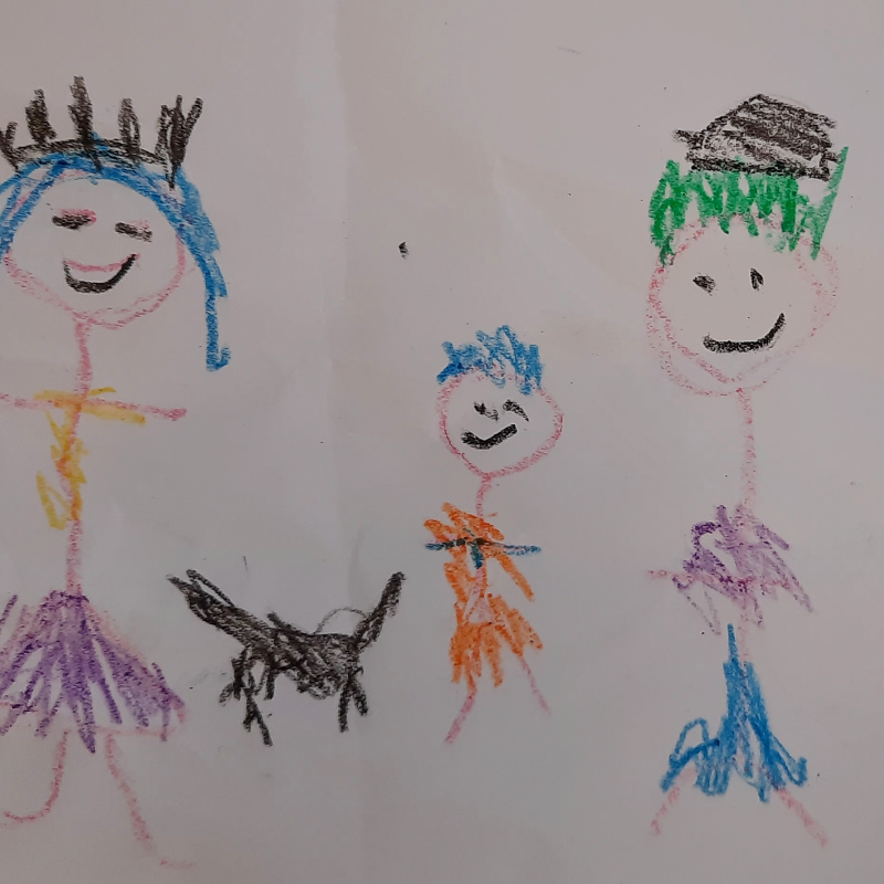 Family in crayon