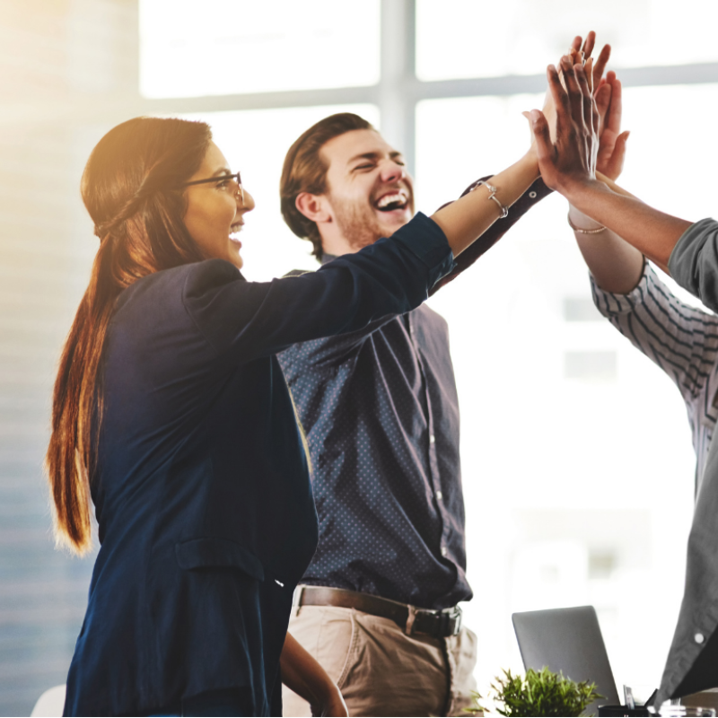 A group of people celebrating.