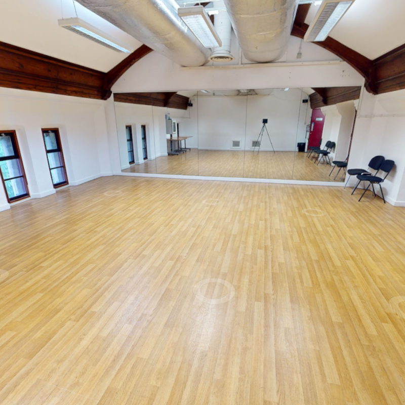 Studio with large mirror