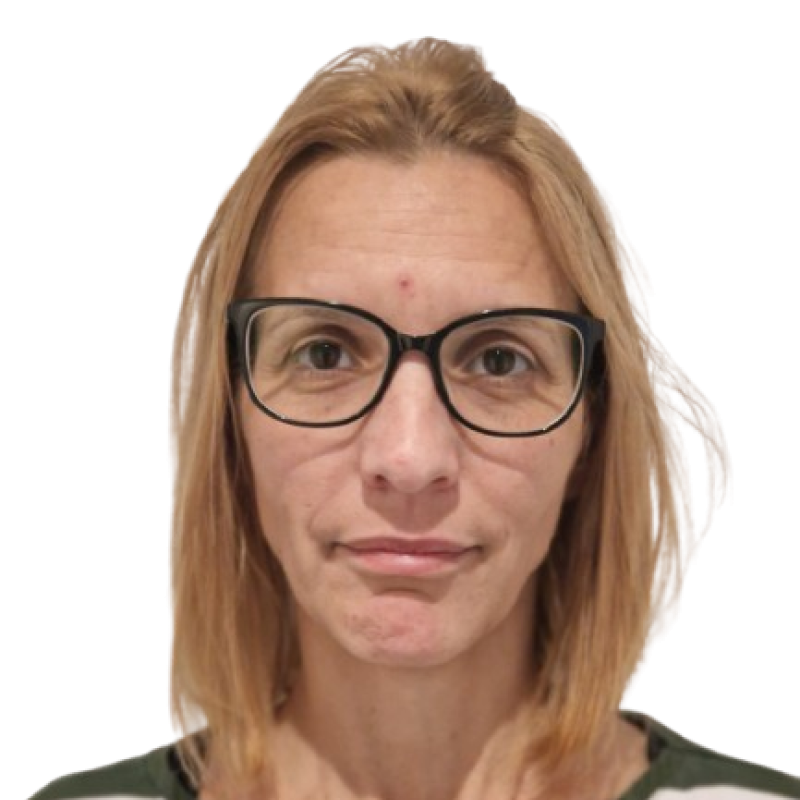 Photograph of a woman with shoulder length blonde hair